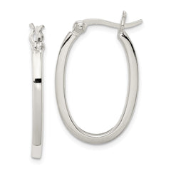 QE3683 Sterling Silver 2.00mm Square Tube Oval Hoop Earrings