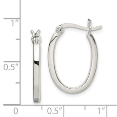 QE3684 Sterling Silver 2.00mm Square Tube Oval Hoop Earrings
