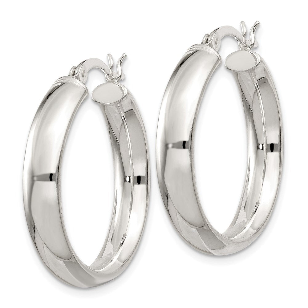 QE3686 Sterling Silver 5x25mm Hoop Earrings