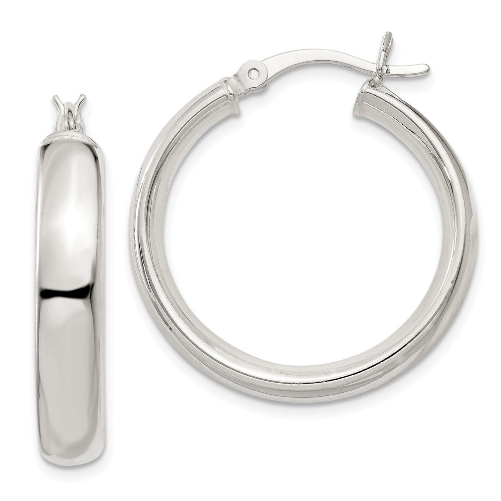QE3686 Sterling Silver 5x25mm Hoop Earrings
