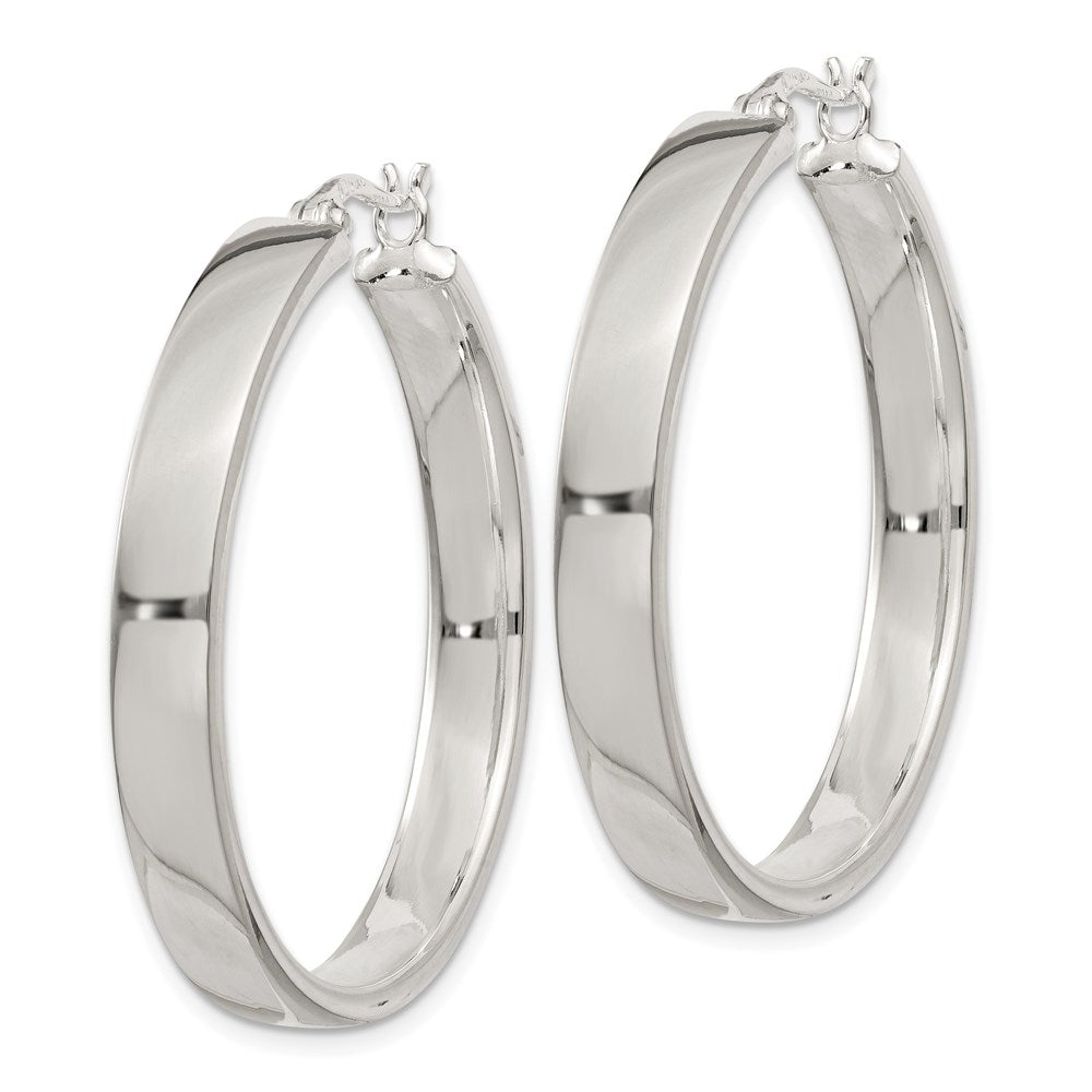 QE3688 Sterling Silver 5x31mm Hoop Earrings