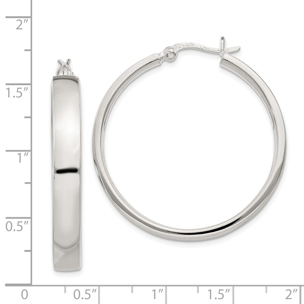 QE3688 Sterling Silver 5x31mm Hoop Earrings