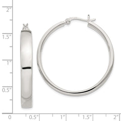QE3688 Sterling Silver 5x31mm Hoop Earrings