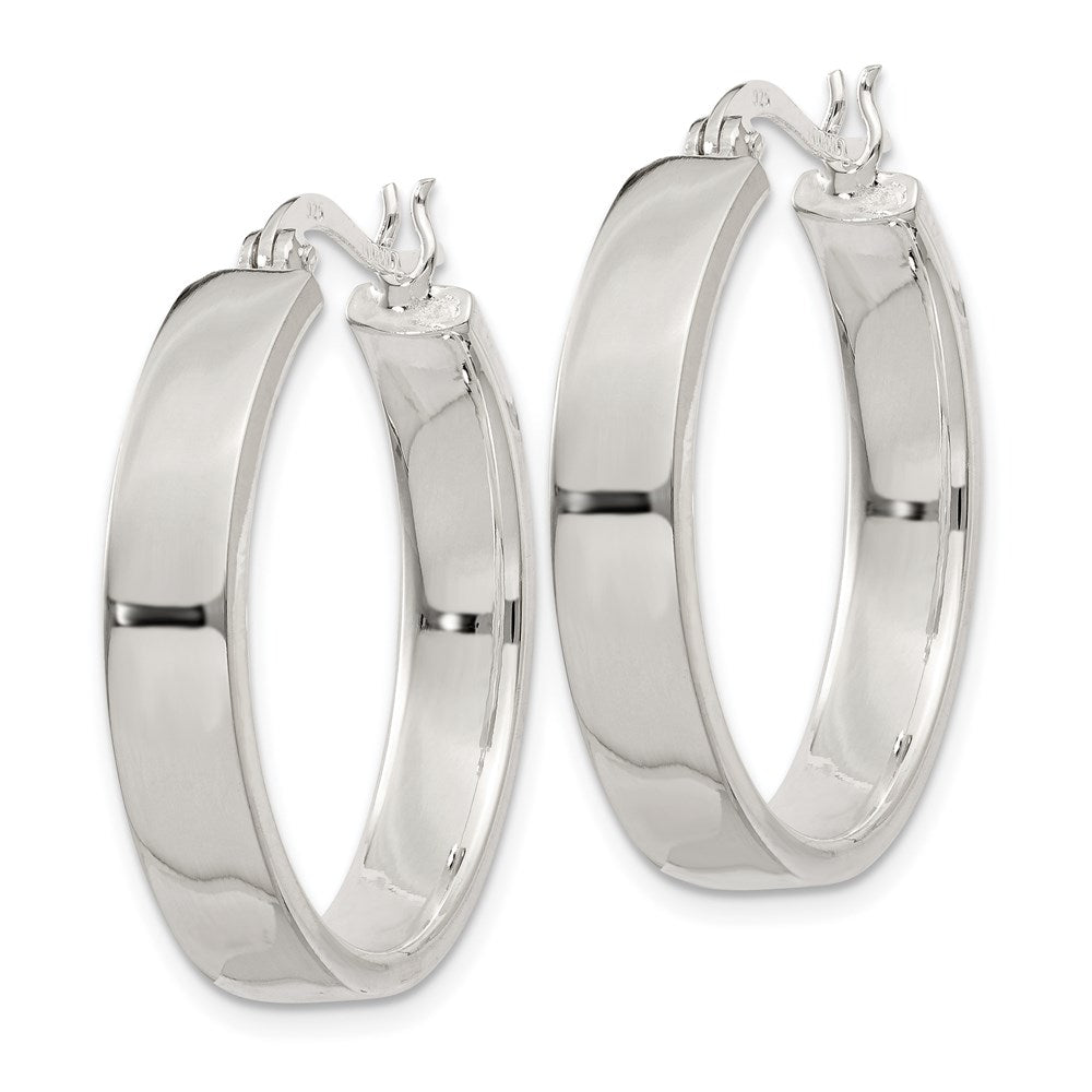 QE3689 Sterling Silver 5x27mm Hoop Earrings