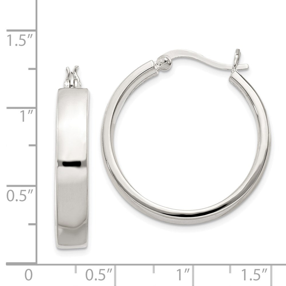 QE3689 Sterling Silver 5x27mm Hoop Earrings