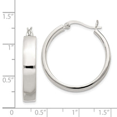 QE3689 Sterling Silver 5x27mm Hoop Earrings