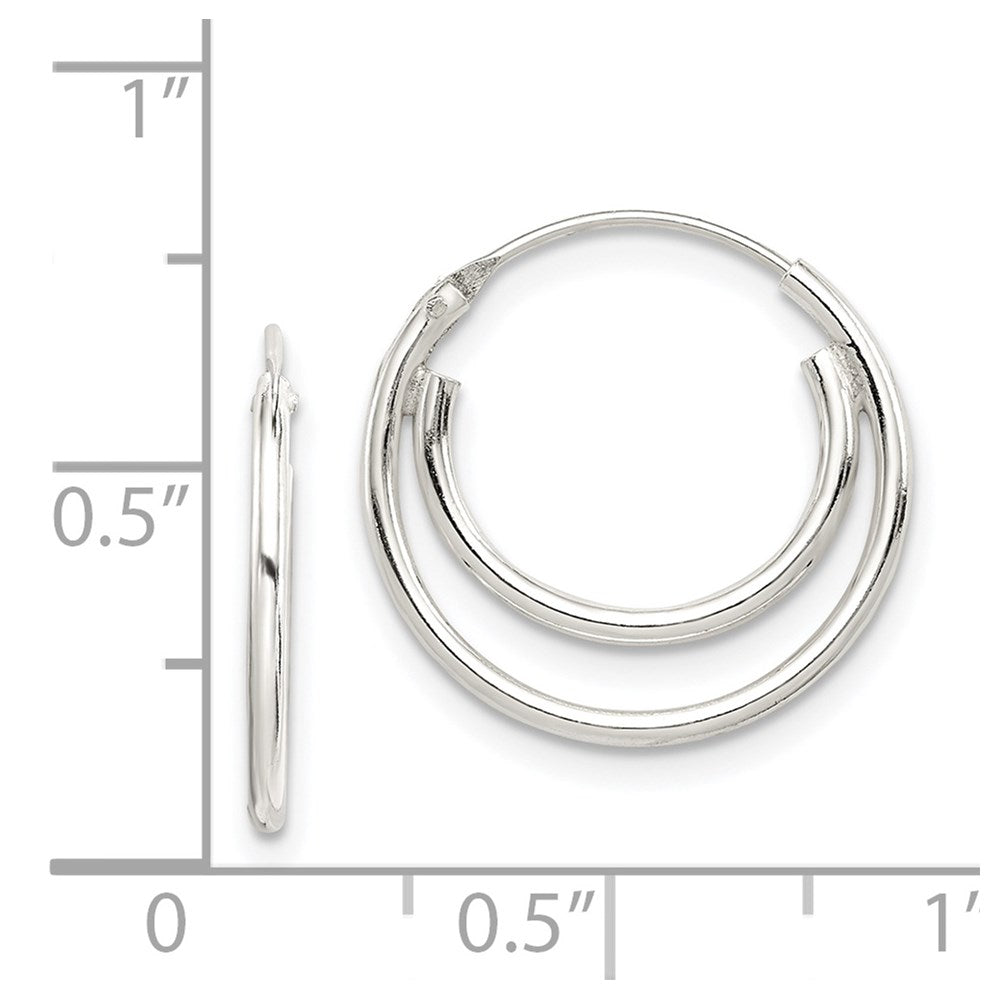 QE3718 Sterling Silver Double Endless Hoop Earrings