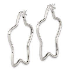 QE3723 Sterling Silver Rhodium-Plated 2mm Star Hoop Earrings