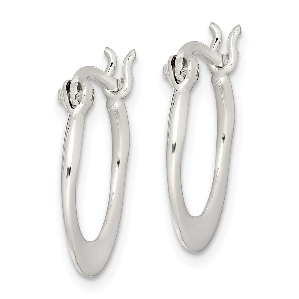 QE3735 Sterling Silver Polished Tapered Round Hoop Earrings