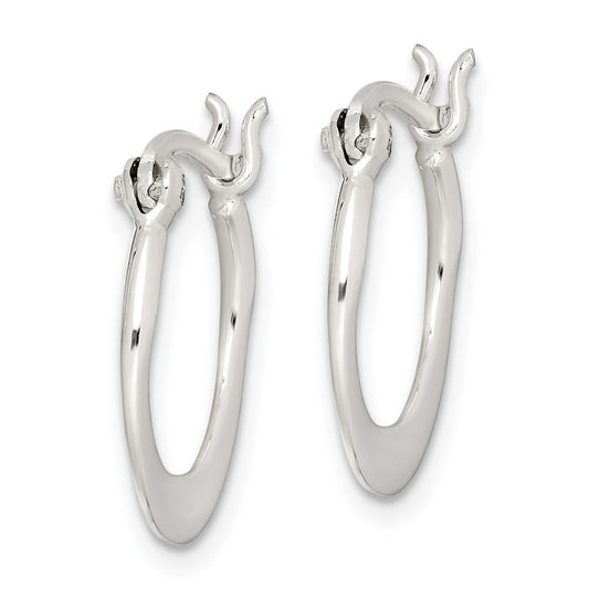 QE3735 Sterling Silver Polished Tapered Round Hoop Earrings