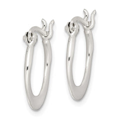 QE3735 Sterling Silver Polished Tapered Round Hoop Earrings