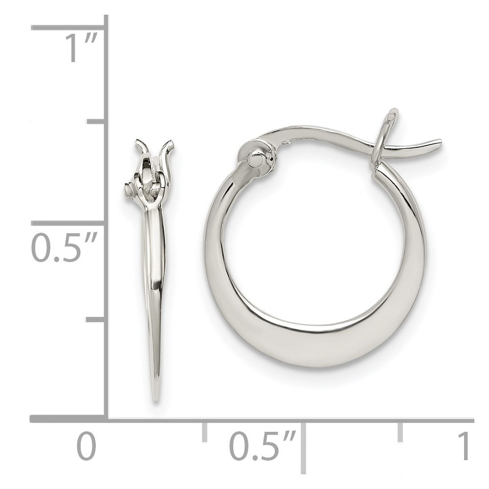 QE3735 Sterling Silver Polished Tapered Round Hoop Earrings