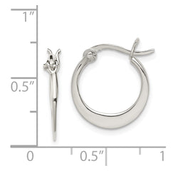 QE3735 Sterling Silver Polished Tapered Round Hoop Earrings