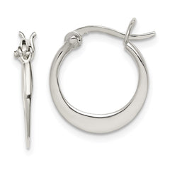 QE3735 Sterling Silver Polished Tapered Round Hoop Earrings