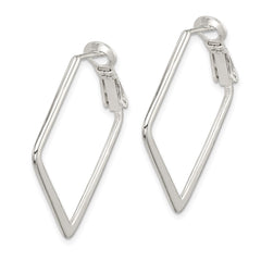 QE3739 Sterling Silver Rhodium-plated Square Hoop Earrings