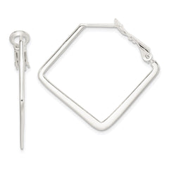 QE3739 Sterling Silver Rhodium-plated Square Hoop Earrings