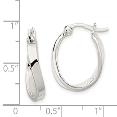 QE3755 Sterling Silver Polished & Twisted Oval Hoop Earrings
