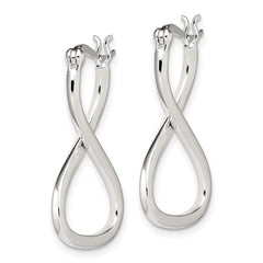 QE3762 Sterling Silver Polished & Twisted Oval Hoop Earrings