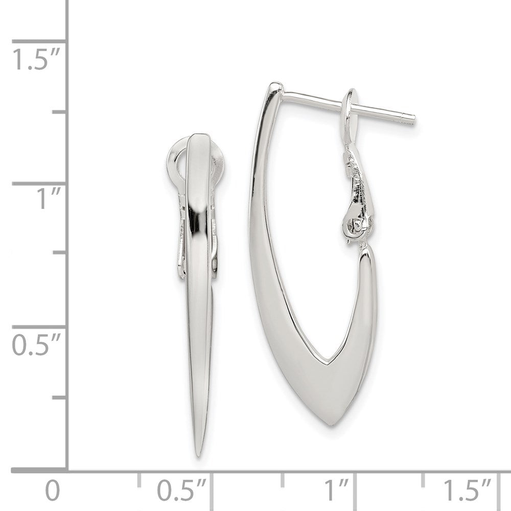 QE3775 Sterling Silver Tapered Omega Back Hoop Earrings