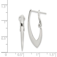QE3775 Sterling Silver Tapered Omega Back Hoop Earrings