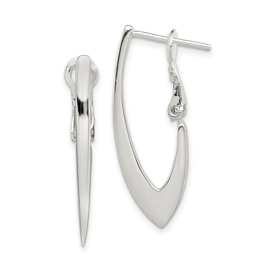 QE3775 Sterling Silver Tapered Omega Back Hoop Earrings