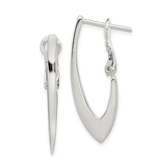 QE3775 Sterling Silver Tapered Omega Back Hoop Earrings