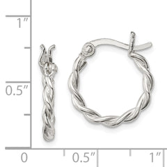 QE3784 Sterling Silver Satin Twisted 2mm Hoop Earrings