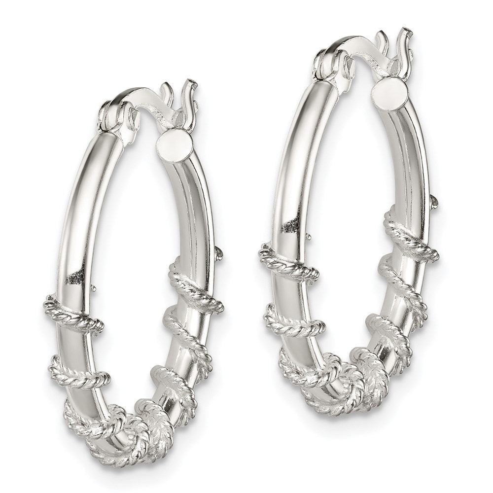 QE3786 Sterling Silver Wrapped Hoop Earrings