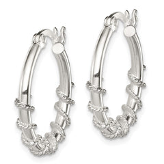 QE3786 Sterling Silver Wrapped Hoop Earrings
