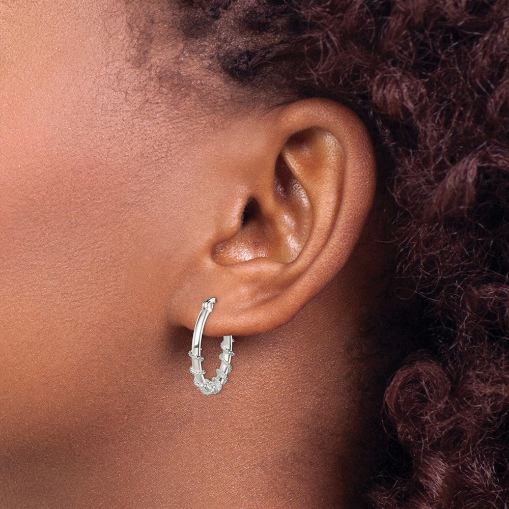 QE3786 Sterling Silver Wrapped Hoop Earrings