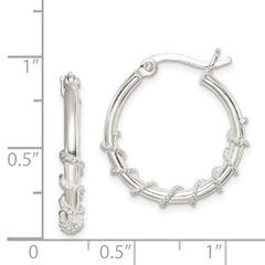 QE3786 Sterling Silver Wrapped Hoop Earrings