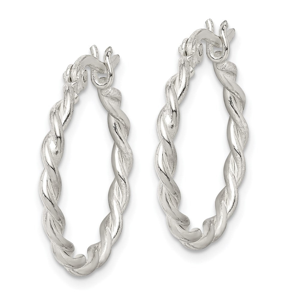 QE3790 Sterling Silver Twisted 2mm Hoop Earrings