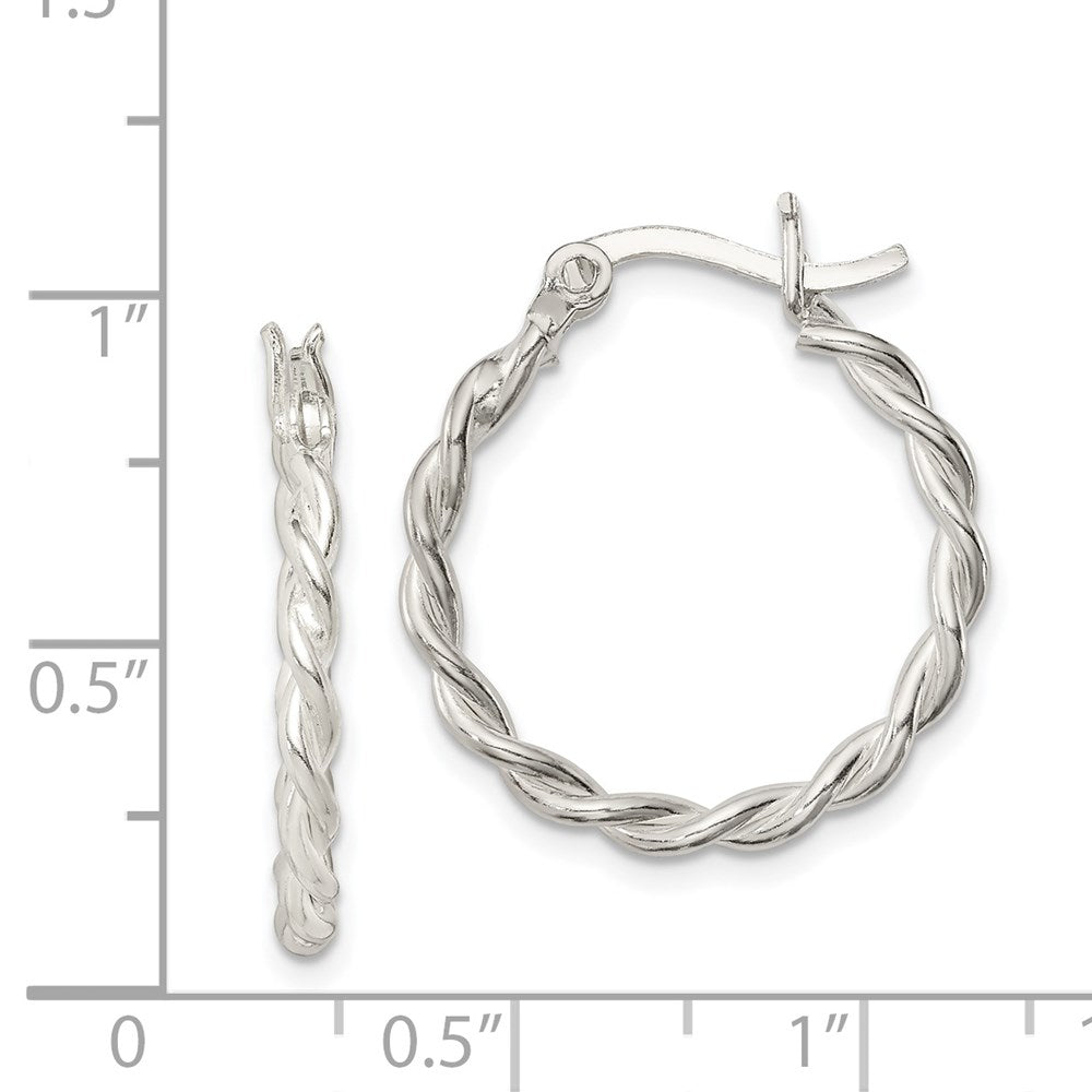 QE3790 Sterling Silver Twisted 2mm Hoop Earrings