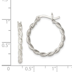 QE3790 Sterling Silver Twisted 2mm Hoop Earrings