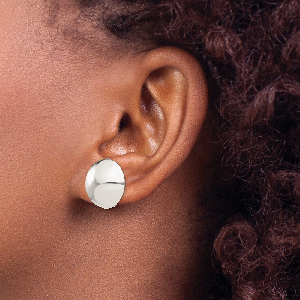 QE3807 Sterling Silver Polished Non-Pierced 18mm Circle Button Earrings