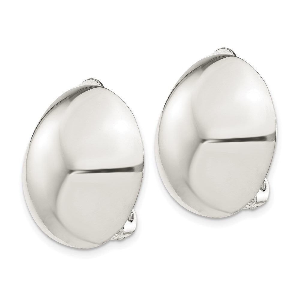 QE3809 Sterling Silver Polished Non-Pierced 23mm Circle Button Earrings