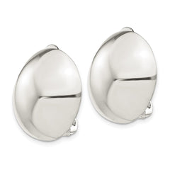 QE3809 Sterling Silver Polished Non-Pierced 23mm Circle Button Earrings