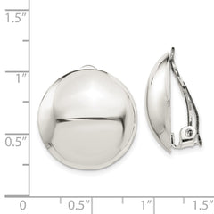 QE3809 Sterling Silver Polished Non-Pierced 23mm Circle Button Earrings
