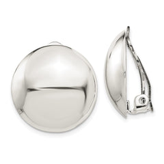 QE3809 Sterling Silver Polished Non-Pierced 23mm Circle Button Earrings