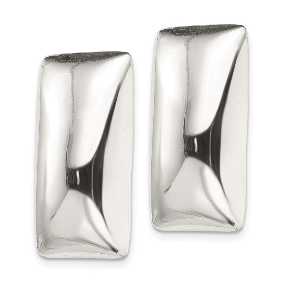 QE3812 Sterling Silver Polished Non-Pierced Rectangle Earrings