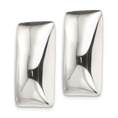QE3812 Sterling Silver Polished Non-Pierced Rectangle Earrings