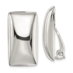 QE3812 Sterling Silver Polished Non-Pierced Rectangle Earrings