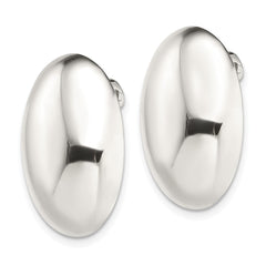 QE3813 Sterling Silver Polished Non-Pierced 25x18mm Oval Button Earrings