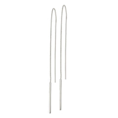 QE3894 Sterling Silver Polished Bar Threader Earrings