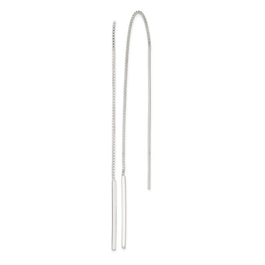 QE3894 Sterling Silver Polished Bar Threader Earrings