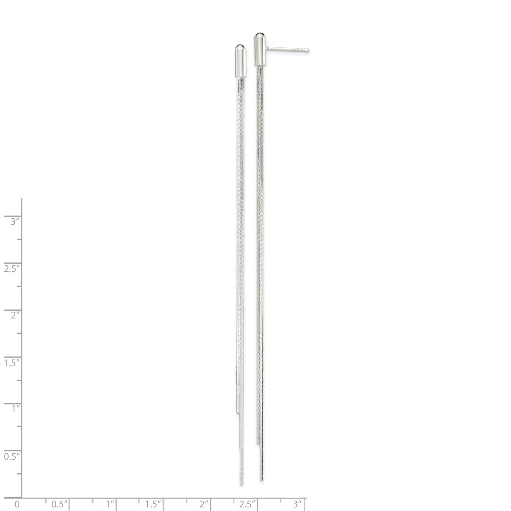 QE3952 Sterling Silver Polished Multi-Strand Snake Chain Post Dangle Earrings