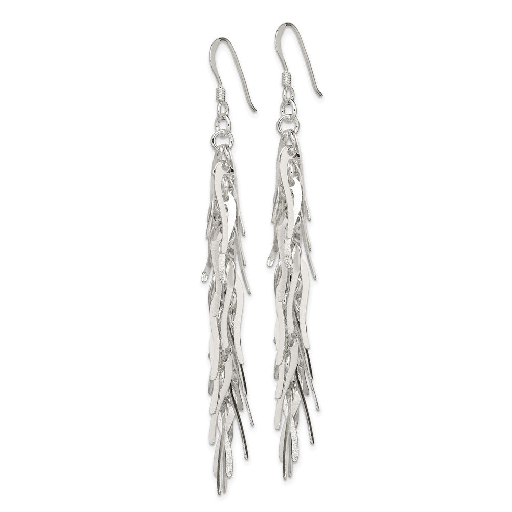 QE3973 Sterling Silver Polished Fancy Drop Squiggle Dangle Earrings