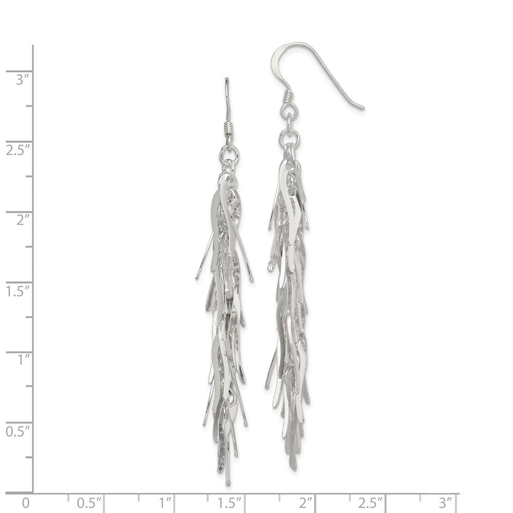 QE3973 Sterling Silver Polished Fancy Drop Squiggle Dangle Earrings