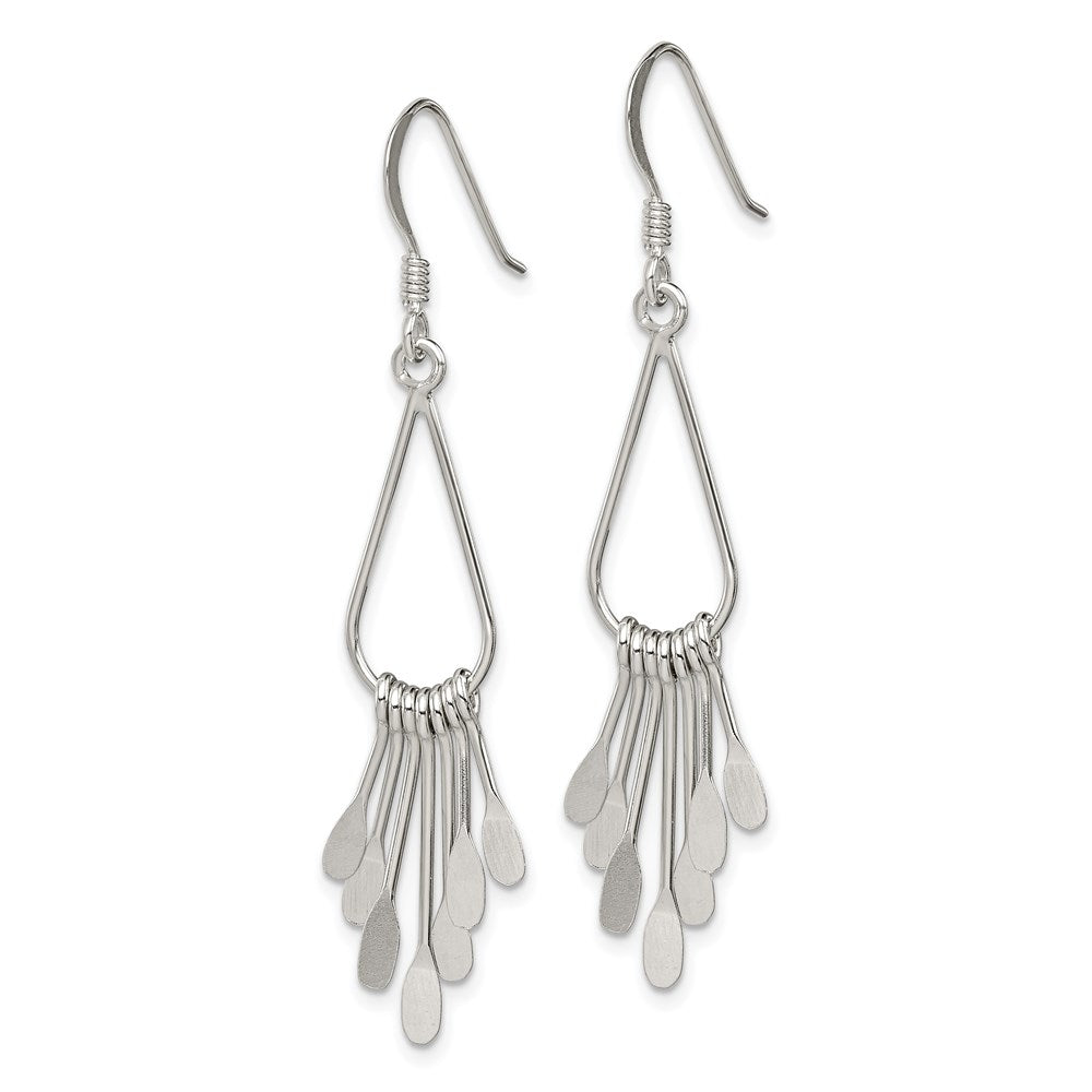 QE3982 Sterling Silver Polished Fancy Teardrop Dangle Earrings