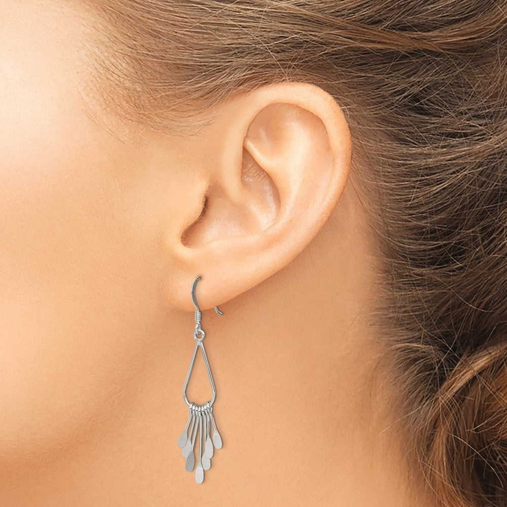 QE3982 Sterling Silver Polished Fancy Teardrop Dangle Earrings